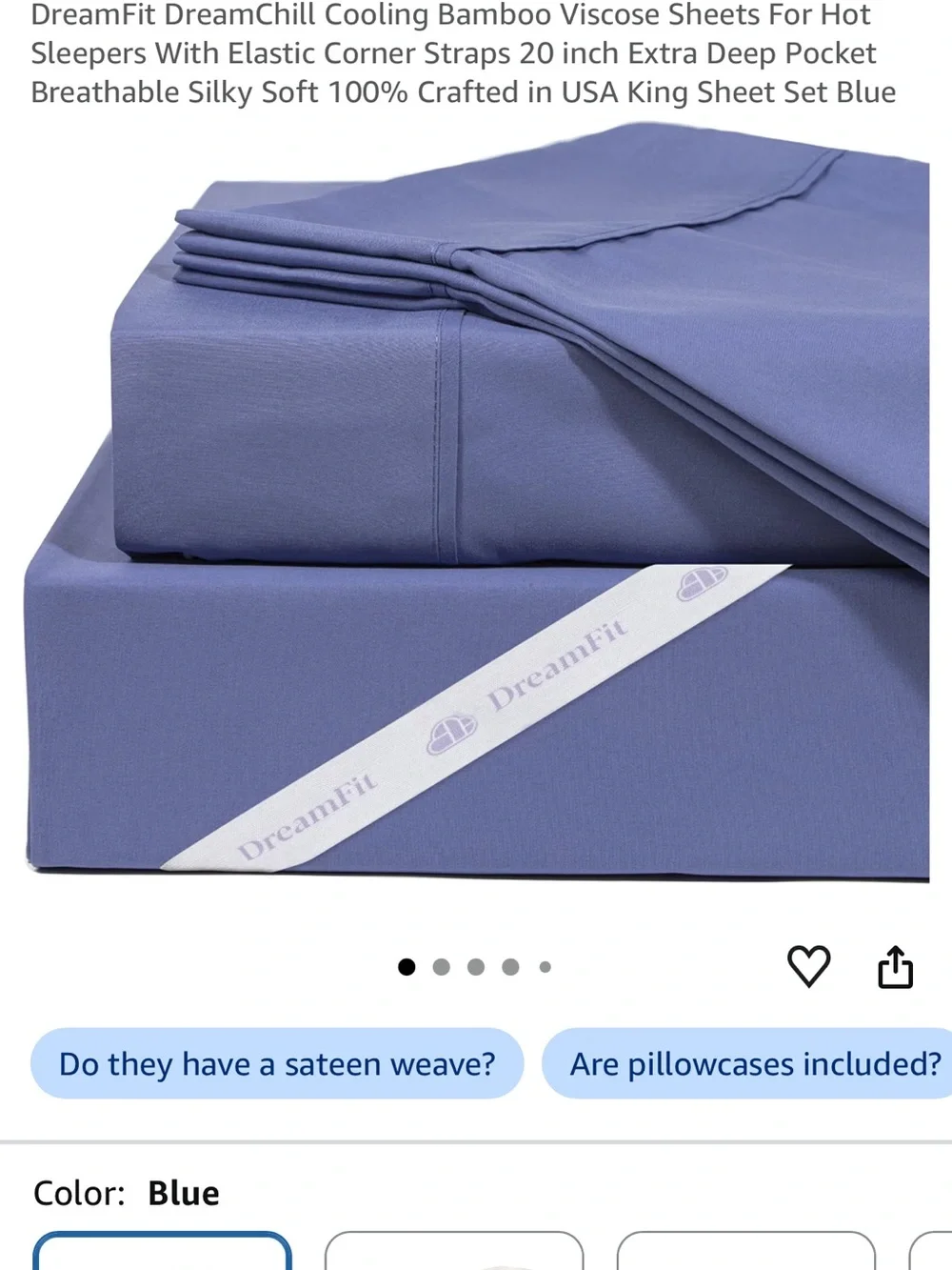 Dream Fit Enhanced Bamboo King Sheet Set in Deep Blue